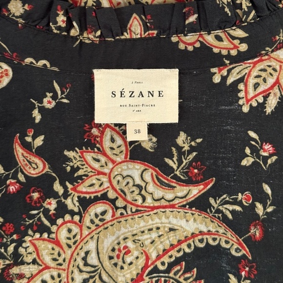 Sezane Wrap-Skirt Floral Mini Capri Long-Sleeve Dress - Picture 7 of 8